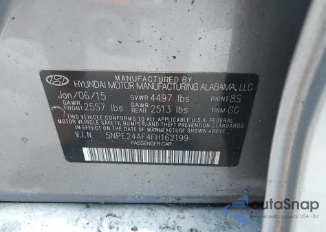 2015 Hyundai Sonata Se from USA, damaged, VIN 5NPE24AF4FH162199
